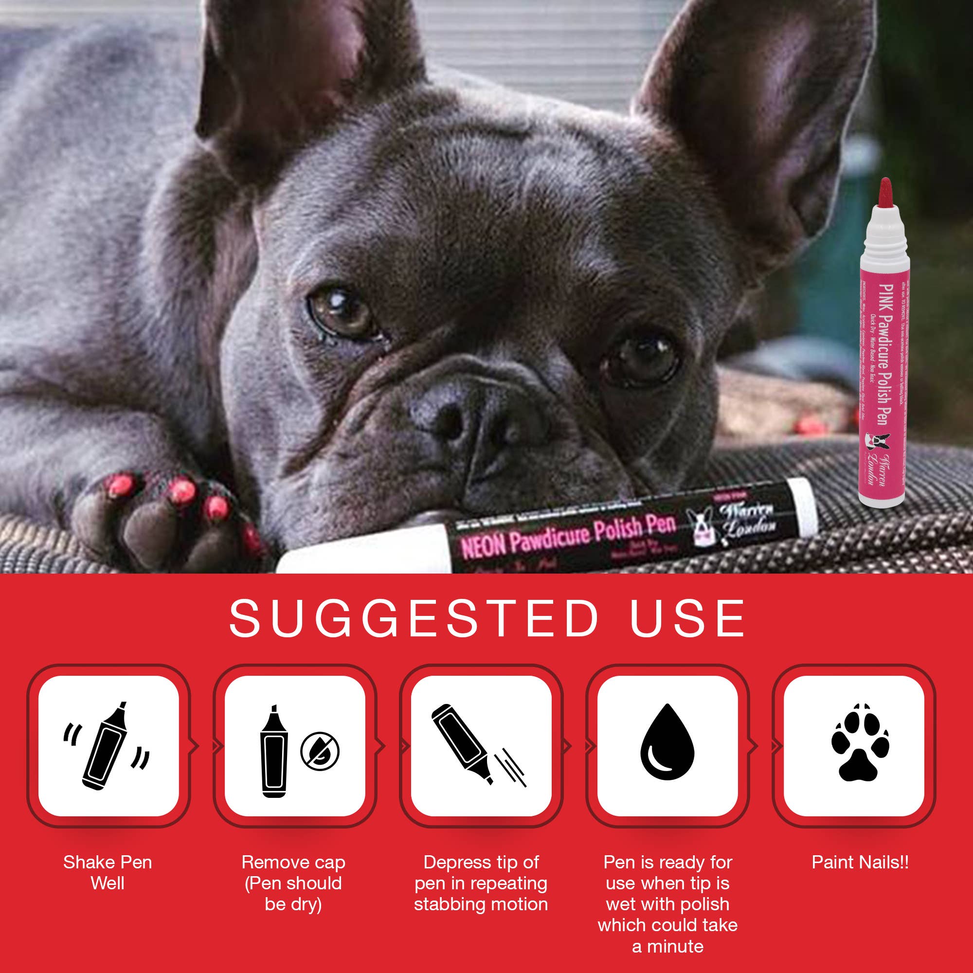 Warren London Dog Products - Pawdicure Nail Polish Pen - Quick Dry - 13 Colors: White